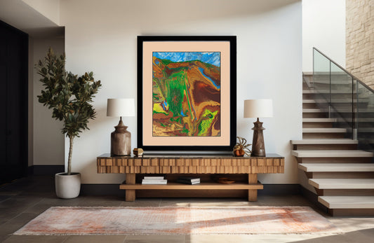 Vibrant Inspirational Art Masterpiece, title "Creation Day 3- Land, Plants and Seeds", Canvas, Archival Art Material, or Glossy Aluminum Metal options